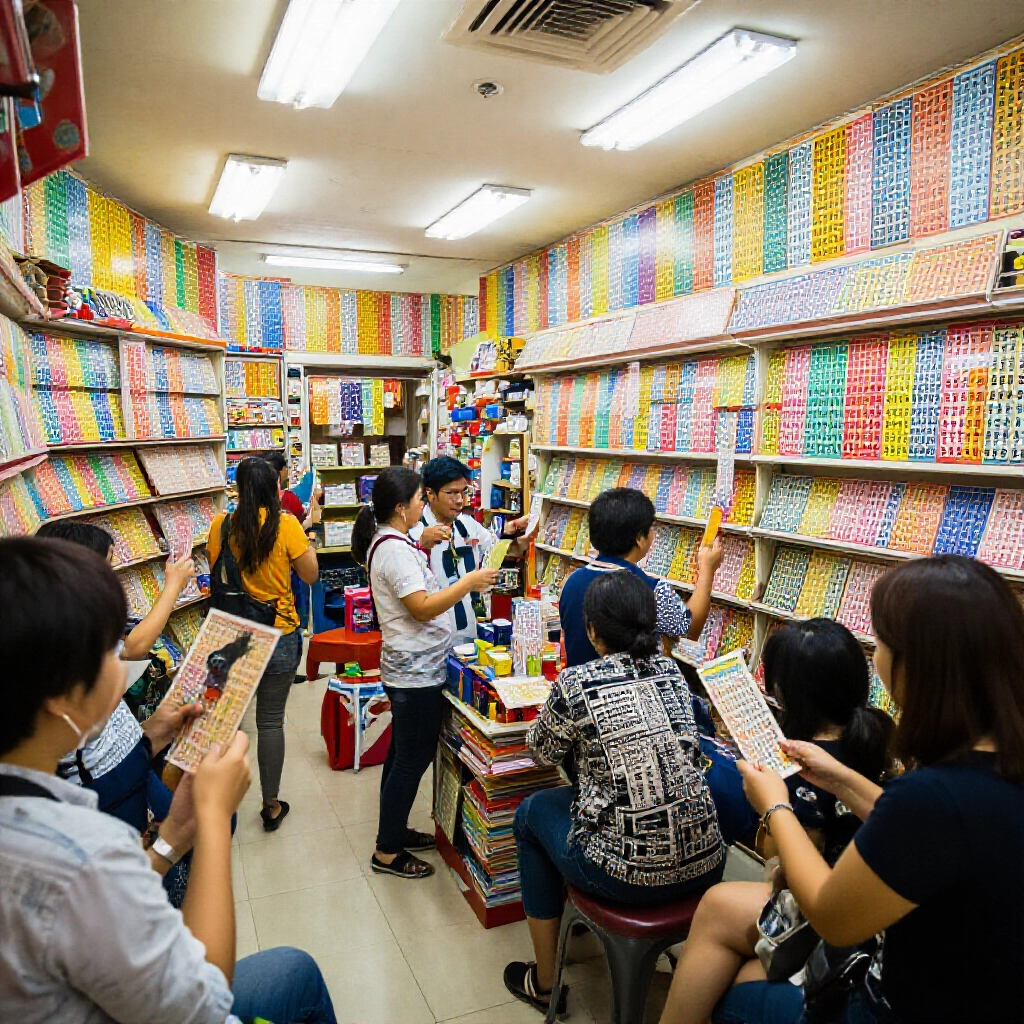 台灣彩票店內熱鬧景象,玩家興奮挑選539號碼