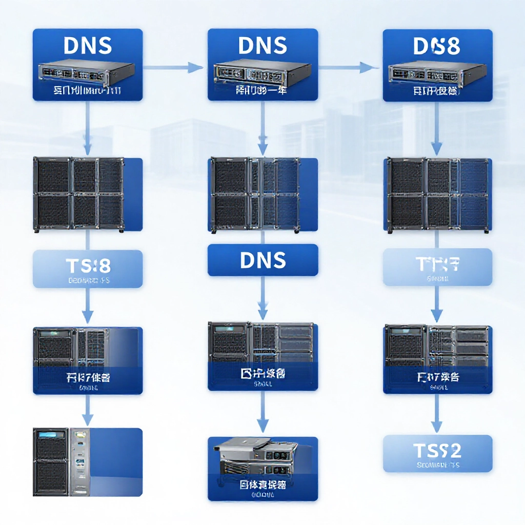 台灣電信DNS阻擋重導向至ts7 ts8備用伺服器的分散式網路架構圖