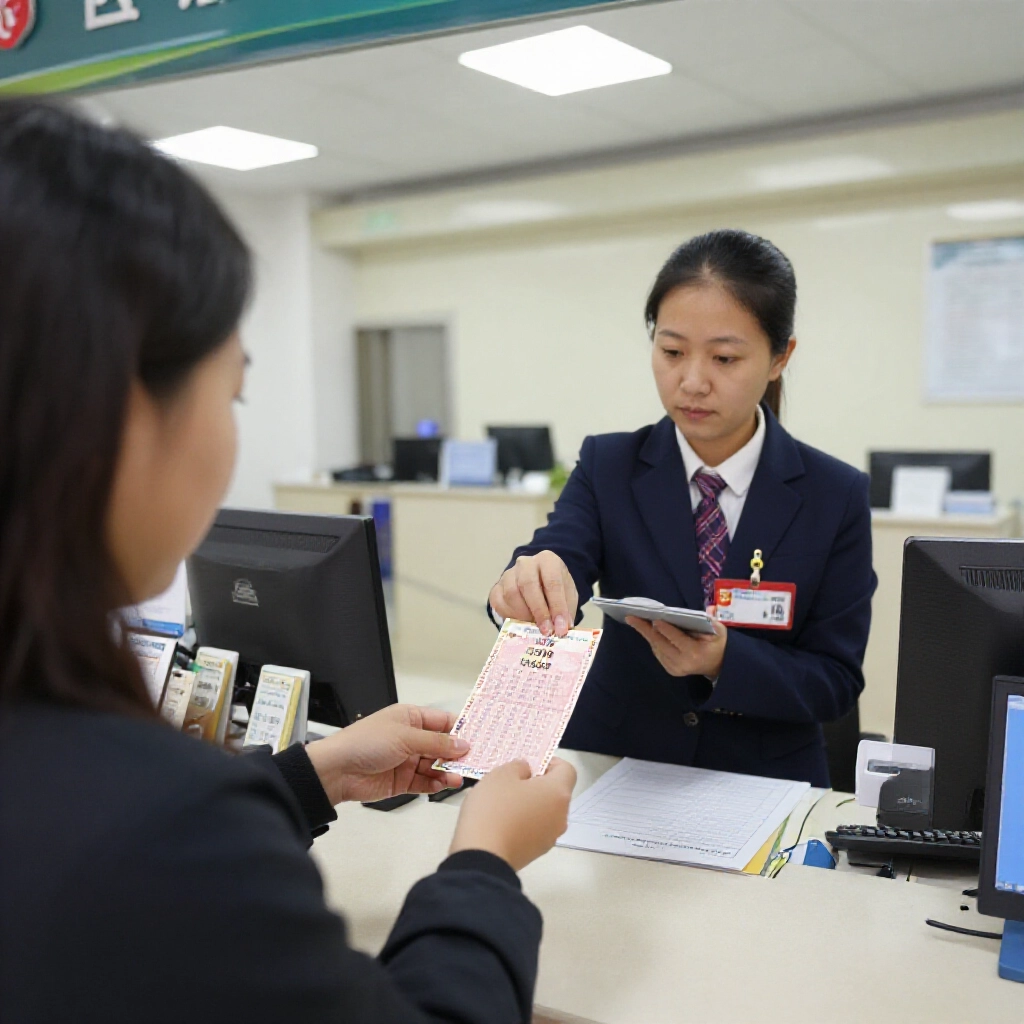 彩迷在中信銀行櫃檯兌今彩539貳獎,遞交彩券與身分證,專業人員驗證安全環境明亮親切