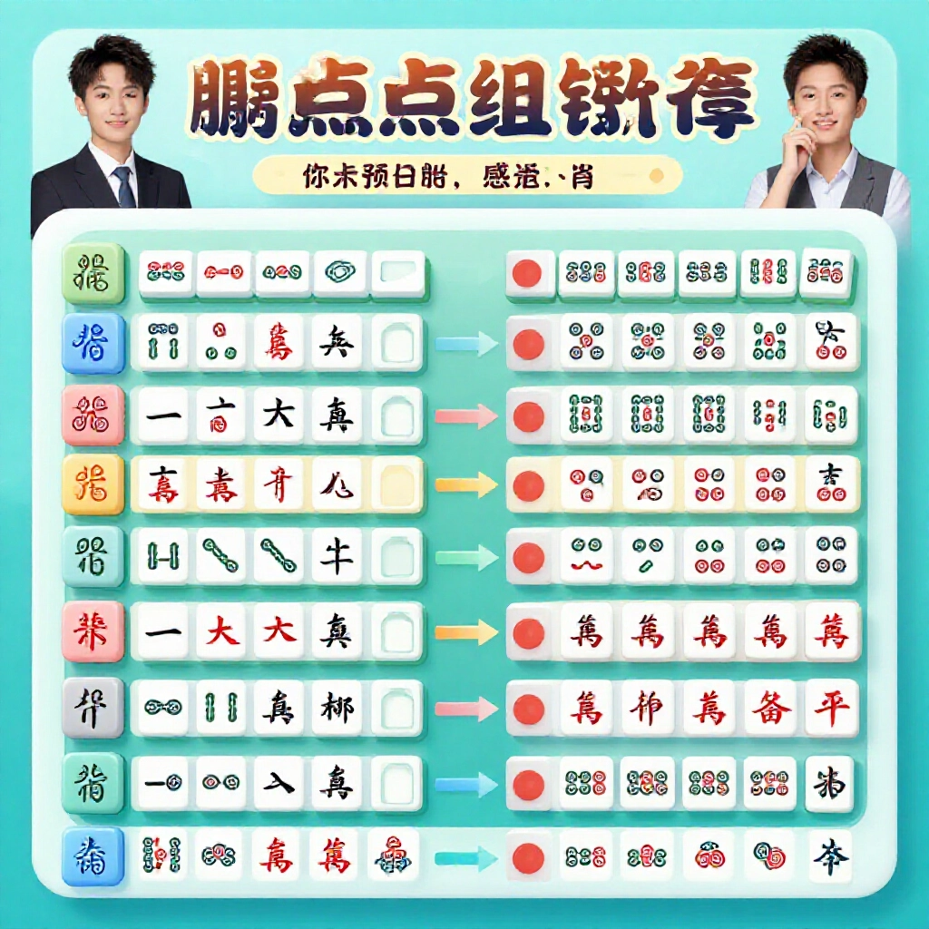 碰碰胡台數計算圖表,基礎4台加門清自摸混一色等組合,彩色麻將牌圖示專業呈現